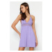Trendyol Lilac Lace and Back Detailed Rope Strap Viscose Knitted Nightdress