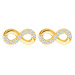 Diamantové náušnice ze žlutého 585 zlata - vzor "Infinity" - "nekonečno", čiré brilianty