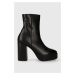 Kožené kotníkové boty Wojas dámské, černá barva, na podpatku, 5521351