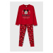 Dětské bavlněné pyžamo United Colors of Benetton červená barva