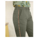 Blancheporte Chino kalhoty, třpytivé lampasy khaki