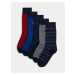 Sada pěti párů pánských ponožek v modré, šedé a červené barvě Marks & Spencer