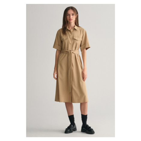 ŠATY GANT REG UTILITY SS SHIRT DRESS DARK KHAKI