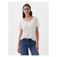 Bílé dámské basic tričko s příměsí lnu GAP