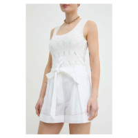 Šortky s příměsí lnu Pinko bílá barva, high waist, 101924 A1LC