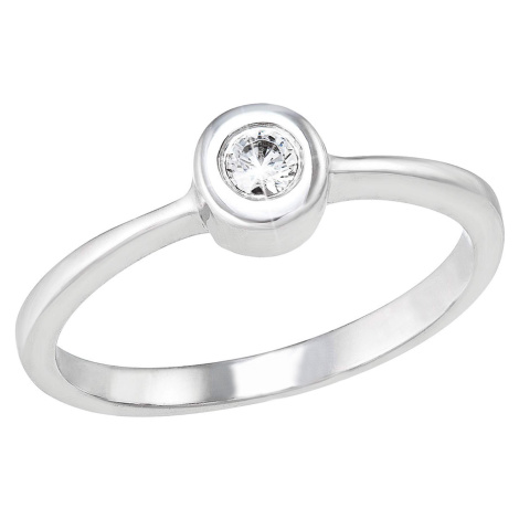 Evolution Group Stříbrný prsten s jedním zirkonem bílý 885011.1