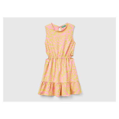 Benetton, Light Pink Dress With Tropical Print United Colors of Benetton