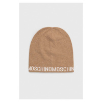 Čepice Moschino hnědá barva, z tenké pleteniny