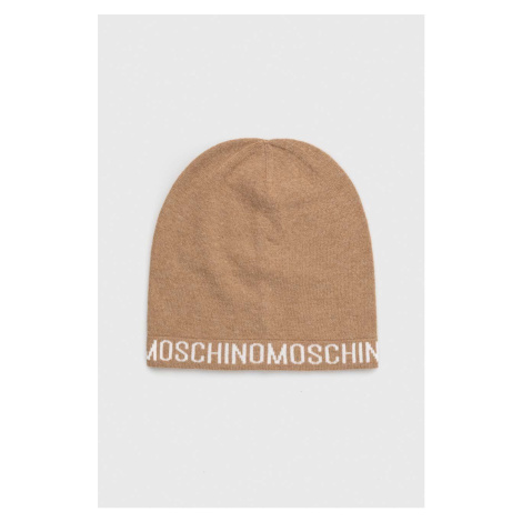 Čepice Moschino hnědá barva, z tenké pleteniny