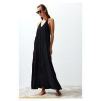 Trendyol Black Maxi Woven Back Low-cut Beach Dress