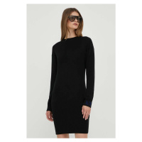 Vlněné šaty Armani Exchange černá barva, midi