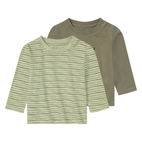 lupilu® Dětské triko s dlouhými rukávy BIO, 2 kusy (zelená / tmavě zelená)