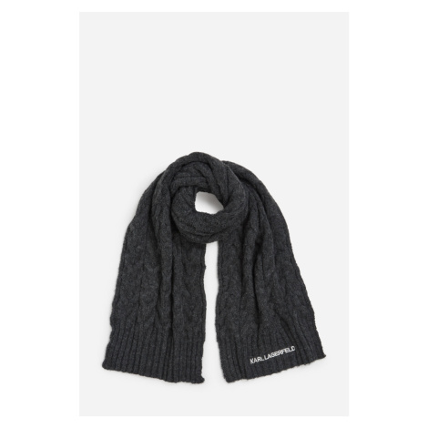 Šála karl lagerfeld k/essential cable knit scarf dark grey melange
