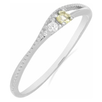 Prsten stříbrný s Lemon topazem a zirkonem Ag 925 031121 LET - 62 mm 1,25 g