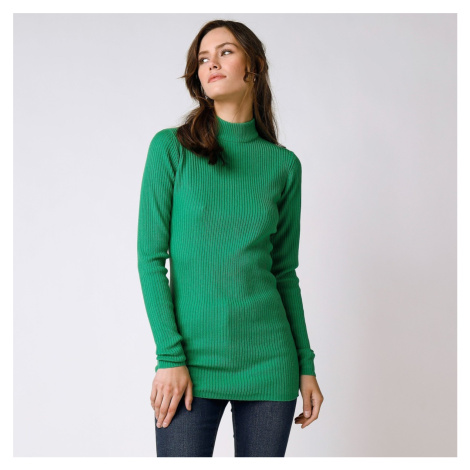 Blancheporte Žebrovaný pulovr se stojáčkem zelená