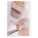 Růžové třpytivé sandály na hrubém podpatku 2-28331