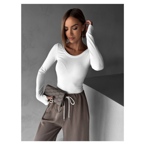 Bílé basic triko MICHAELA s dlouhým rukávem