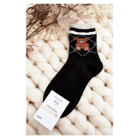 Vzorované dámské Ponožky S Medvídky, Černá