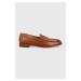 Kožené mokasíny Lauren Ralph Lauren Wynnie dámské, hnědá barva, na plochém podpatku, 80287500000