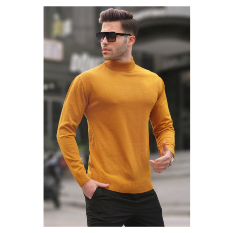 Madmext Mustard Slim Fit Half Turtleneck Men's Knitwear Sweater 6343