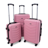 Rogal Růžová sada 3 elegantních skořepinových kufrů 