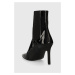 Kožené kotníkové boty Calvin Klein GEO STILETTO CHELSEA BOOT 90-PAT dámské, černá barva, na podp