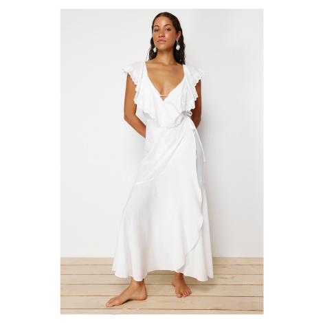 Trendyol Bridal Ecru Maxi Woven Tie Beach Dress