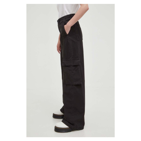 Bavlněné kalhoty Levi's BAGGY CARGO černá barva, jednoduché, medium waist Levi´s