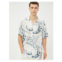 Koton Summer Shirt Turndown Collar Abstract Print Detail Viscose Fabric.