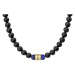Manoki Korálkový náhrdelník Bruno - 8 mm Lapis Lazuli, matný onyx WA694BN Černá 45 cm