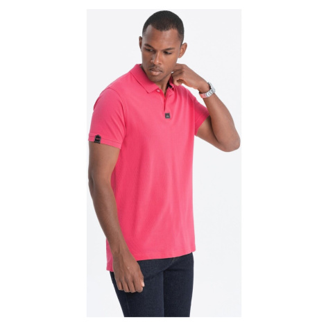 Ombre Pánské tričko s límečkem Dikrils tmavě růžová Růžová