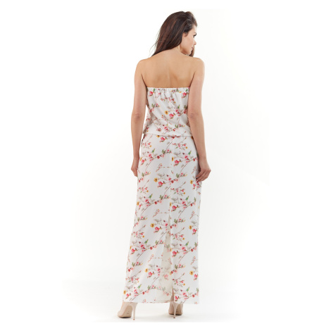 Maxi šaty s květinami, odhalená ramena A219 Awama