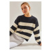 Bianco Lucci Women's Striped Knitwear Sweater