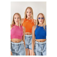 Olalook Sax-Orange-Pink 3-Pack Crop Corduroy Body