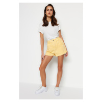 Trendyol Yellow Denim Shorts With Pocket Details With Elastic Waist