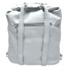 Střední světle šedý kabelko-batoh 2v1 s třásněmi