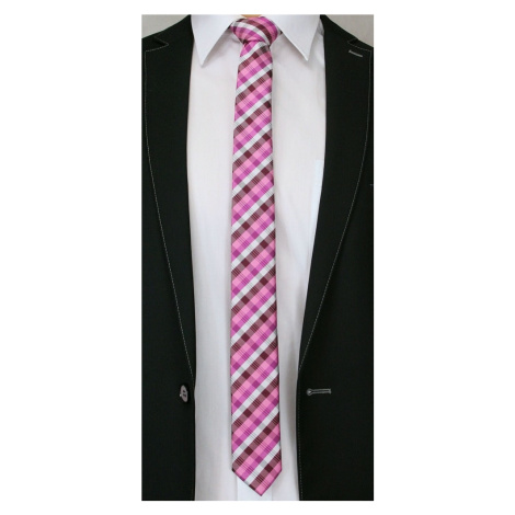 Buďchlap Růžová kostkovaná kravata