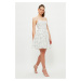 Trendyol White Waist Opening Mini Dress with Woven Lining and Polka Dots