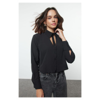 Trendyol Black Cut Out Detailed Crop Regular Fit Woven Shirt