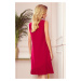 KARINE - Červené dámské trapézové šaty s asymetrickým plisováním 308-2