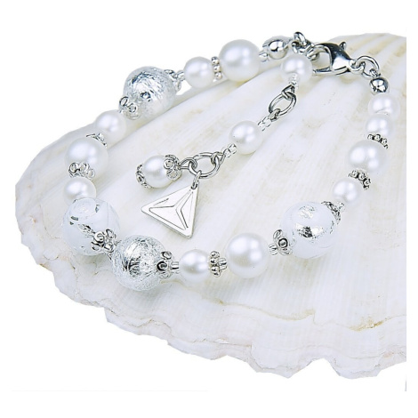 Lampglas Elegantní náramek White Lace s perlami Lampglas s ryzím stříbrem BP1