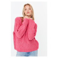 Trendyol Soft Textured Fuchsia Wide Fit Knitwear Sweater