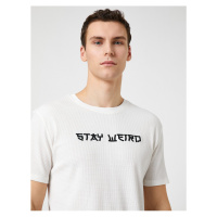 Koton Embroidered Motto T-Shirt, Crew Neck Short Sleeved