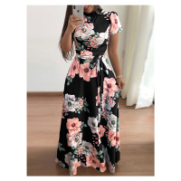 Květované maxi šaty ve stylu vintage s páskem