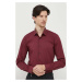 Košile Calvin Klein pánská, vínová barva, slim, s klasickým límcem