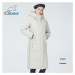 Dlouhá dámská zimní bunda s odnímatelnou kapucí