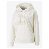 Krémová dámská mikina s kapucí Puma Classics Logo Hoodie