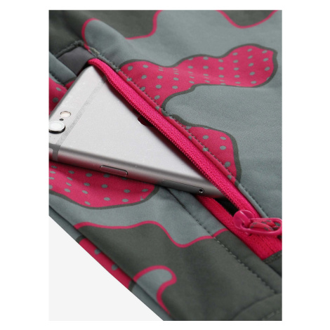 Růžovo-šedá dětská vzorovaná softshellová bunda Alpine Pro NOOTKO 13