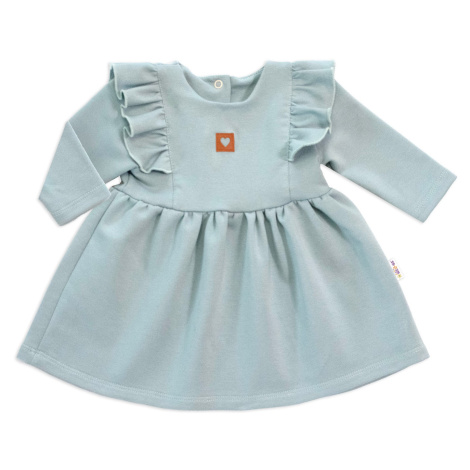 Baby Nellys Dětské teplákové šaty, tunika Vintage Love - mátové