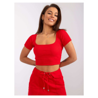 ČERVENÝ DÁMSKÝ CROP TOP KRÁTKÝMI RUKÁVY -RED Červená